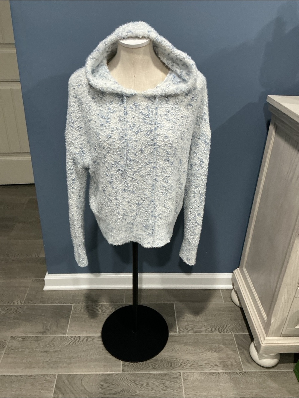 Ultra Flirt Plush Light Blue Hooded Pullover Sweater